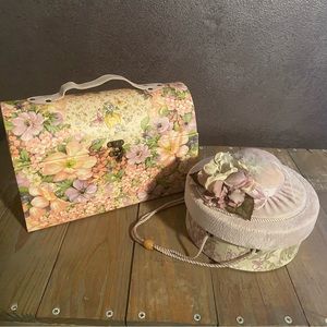 Decorative hatbox and purse box combo